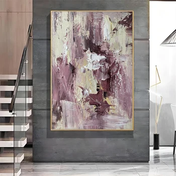 Оригинальная ручная роспись на холсте современная абстрактная фиолетовая картина маслом без рамы для декора комнаты плакаты для стен официального ранга художественное произведение