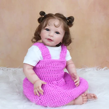 22-дюймовая силиконовая кукла-Реборн, Очаровательная реалистичная малышка Bonecas Girl Menina De, подарок на день рождения для девочек