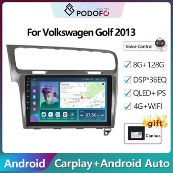 Podofo Android Carplay Авторадио Для Volkswagen Golf 7 13-18 8 + 128 Г 4G WIFI Автомобильный радио Стерео Плеер GPS AI Голос HiFi музыка