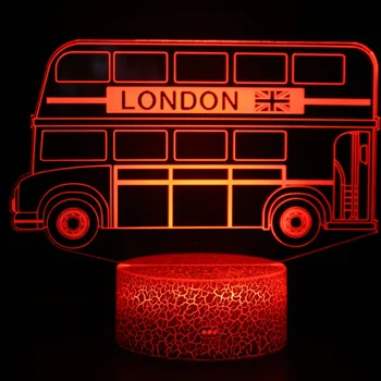 Ночной автобус 3D иллюзионная лампа светодиодный ночник для прикроватного столика Украшение спальни День Рождения Рождественский подарок Игрушки для детей Дети
