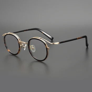 Японская оправа для очков из ацетата титана ручной работы для мужчин И женщин, очки с круглым вырезом, Оптические очки по рецепту