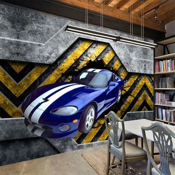 Изготовленная На заказ Фреска Ретро Цементная Стена Автомобиля 3DWall Бумага Для Ресторана Bar KTV Decor Промышленный Декор Обои Papel Tapiz