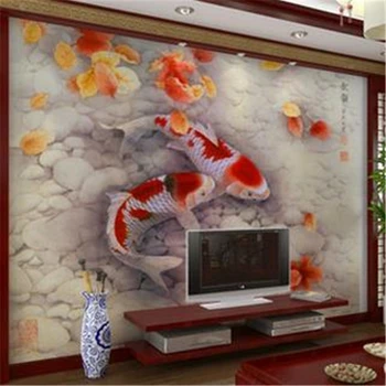 beibehang Нестандартный размер 3D стереоскопические обои в европейском стиле с рисунком рыбы, роспись обоев в гостиной papel de parede