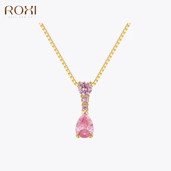 ROXI, серебро 925 пробы, Элегантное Темпераментное блестящее нежное Ожерелье с подвесками в виде капли воды, ожерелье-цепочка на ключицу Для женщин
