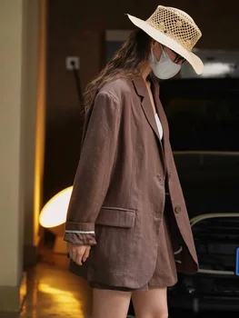 Весенне-летняя женская повседневная однотонная свободная куртка с однобортным украшением в виде кармана