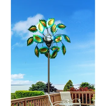Декор сада из кованого Железа с росписью Павлина, солнечная Ветряная мельница, Украшение сада, вставляемая железная Ветряная мельница