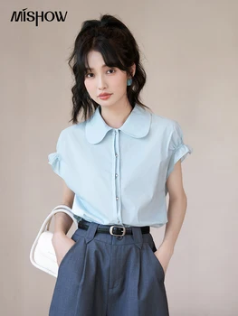 Рубашка с цветочным Бутоном MISHOW Лето 2023, Корейский воротник 