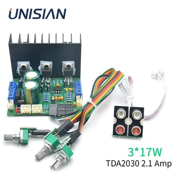 Усилитель UNISIAN 2.1 TDA2030 Трехканальный Плата Аудиоусилителя TDA2030A С Управлением басовым высоким звуком Удлинительный кабель Длиной 20 см