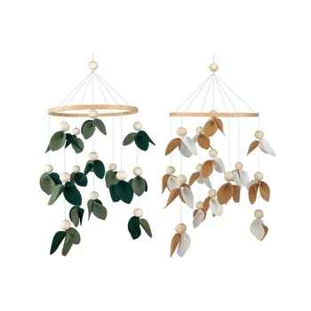 Ветряные колокольчики с лесными листьями, подвеска из деревянных бусин, Домашний сад, веранда