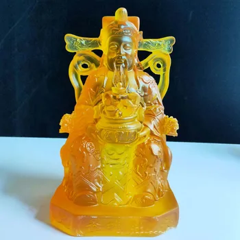 25 см Asia home company УДАЧИ Маммоне Алтарь поклонения желтый кристалл ЦАЙ ШЭНЬ Е Бог богатства защита статуи будды