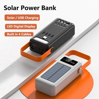 Солнечный Банк Питания 50000mAh Портативное зарядное устройство 4 USB LED Poverbank Внешний аккумулятор Powerbank 50000 Для iPhone Xiaomi Samsung Huawei