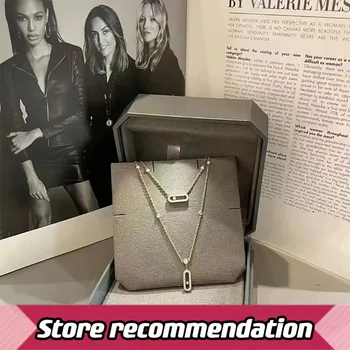 Женское двойное ожерелье из стерлингового серебра S925 пробы, европейский и американский стиль, классический оригинальный люксовый бренд. move