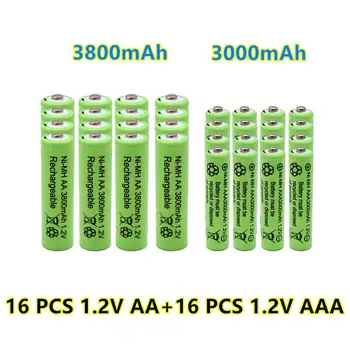 Новые 1,2 В AA 3800 мАч NI-MH Аккумуляторные батареи + 1,2 В AAA 3000 мАч Перезаряжаемая батарея NI-MH аккумулятор