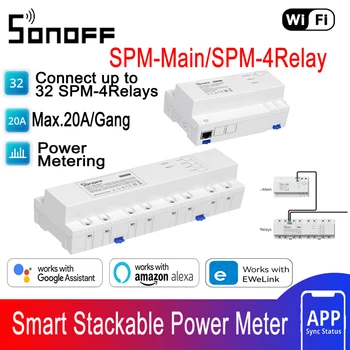 Интеллектуальный накопительный измеритель мощности SONOFF SPM-Main / 4Relay 20A / Gang Взаимодействует с SPM-4Relays через RS-485, работает с ПРИЛОЖЕНИЕМ eWeLink
